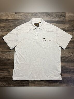 Howler Bros Ranchero Polo Hoodie Men's XL Oatmeal Heather Pearlsnap EUC